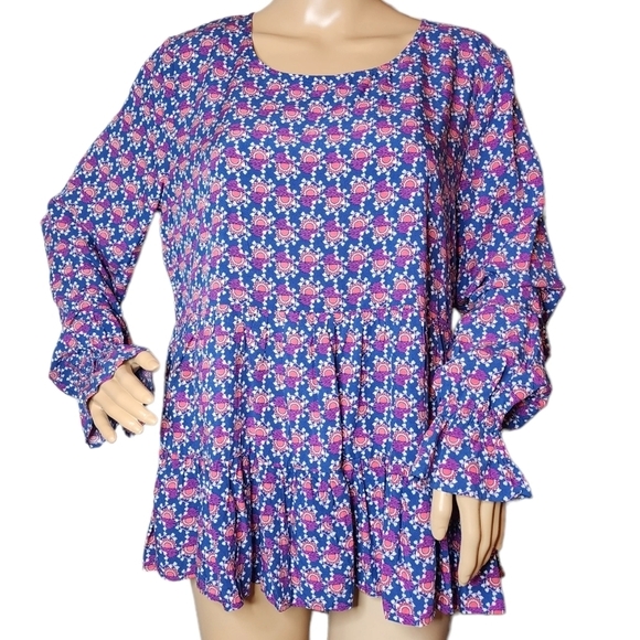 Jane and Delancy peasants long sleeve flowy rayon blouse. - Picture 10 of 17